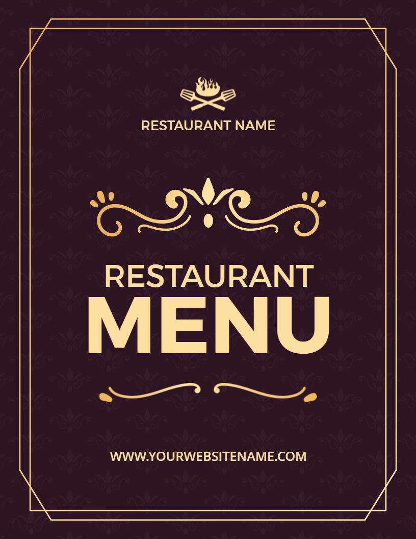 Elegant Chinese and Indian Cuisine Selections Restaurant Menu Template