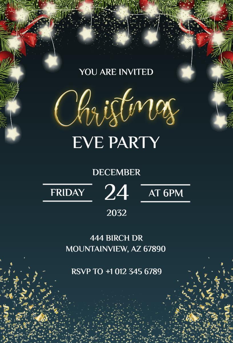 Elegant Christmas Eve Celebration Party Invitation Template
