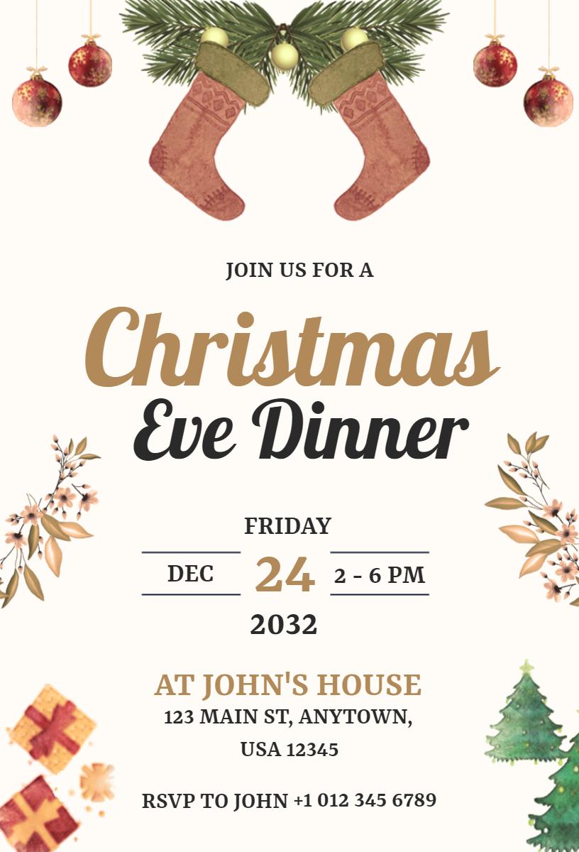 Elegant Christmas Eve Dinner Celebration Invitation Template