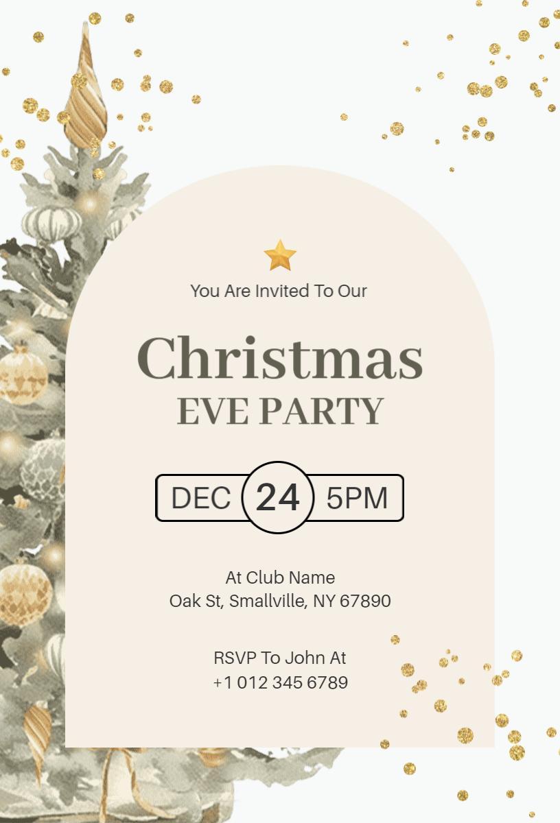 Elegant Christmas Eve Festive Celebration Invitation Template