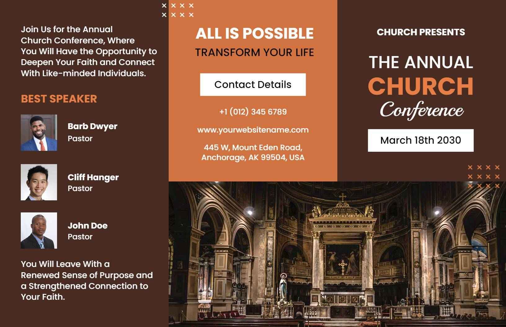 Elegant Church Annual Conference Invitation and Details Brochure Template