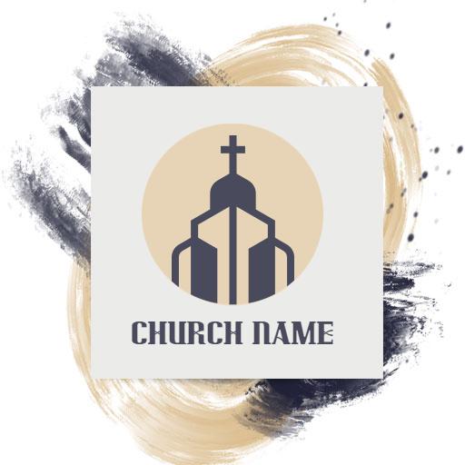 Elegant Church Architecture Design Featuring Soft Colors Mockup Template