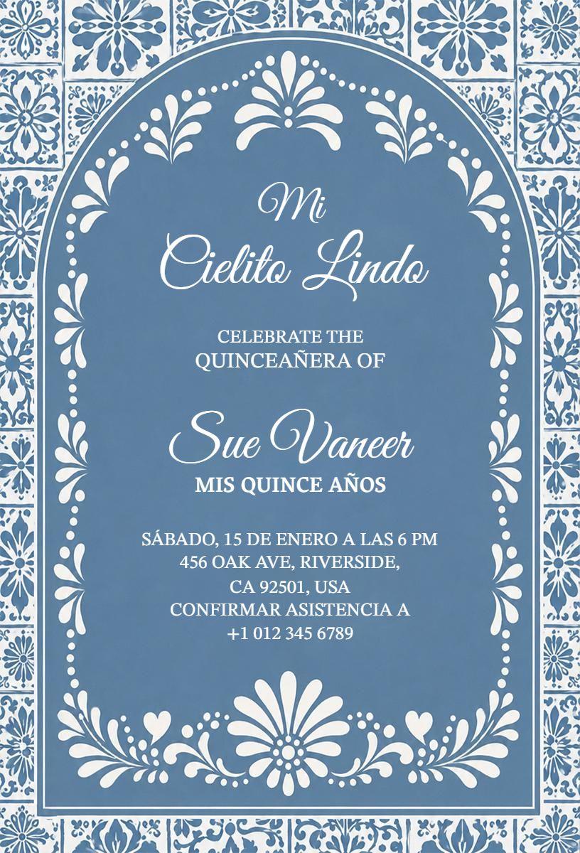 Elegant Cielito Lindo Quinceanera Celebration Invitation Template