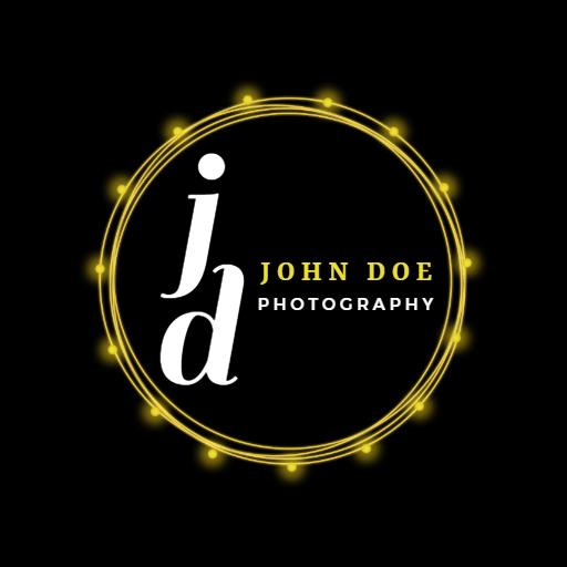 Elegant Circle Design with Bright Yellow Photography Monogram Logo Template