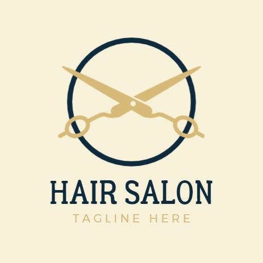 Elegant Circle Hair Salon Design Featuring Scissors Logo Template