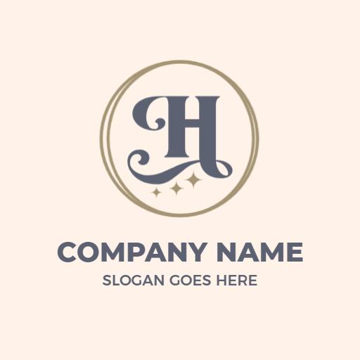 Elegant Circular Design Featuring H Letter and Gold Accents Logo Template