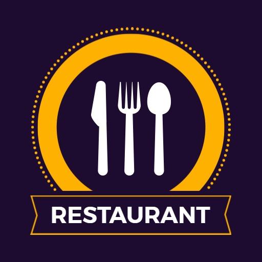 Elegant Circular Design Featuring Utensils for Restaurant Logo Template