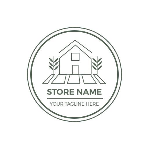 Elegant Circular House Design with Greenery Elements Logo Template