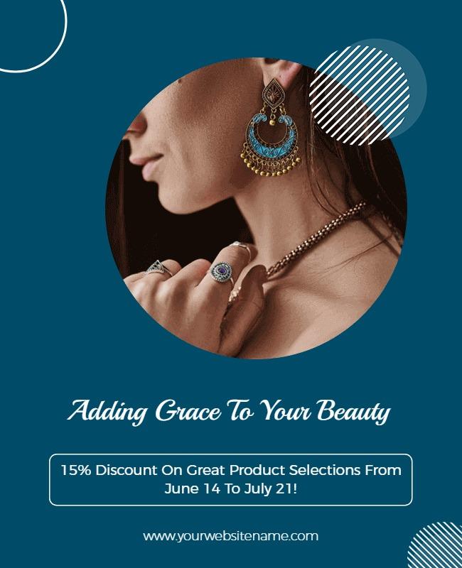 Elegant Circular Jewelry Promotion with Discount Offer Poster Template