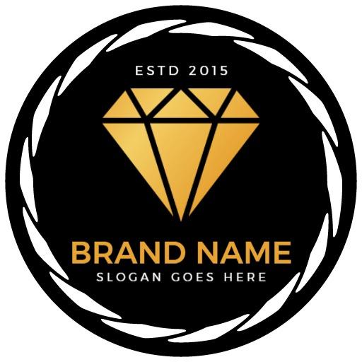 Elegant Circular Logo Featuring a Golden Diamond Design Logo Template