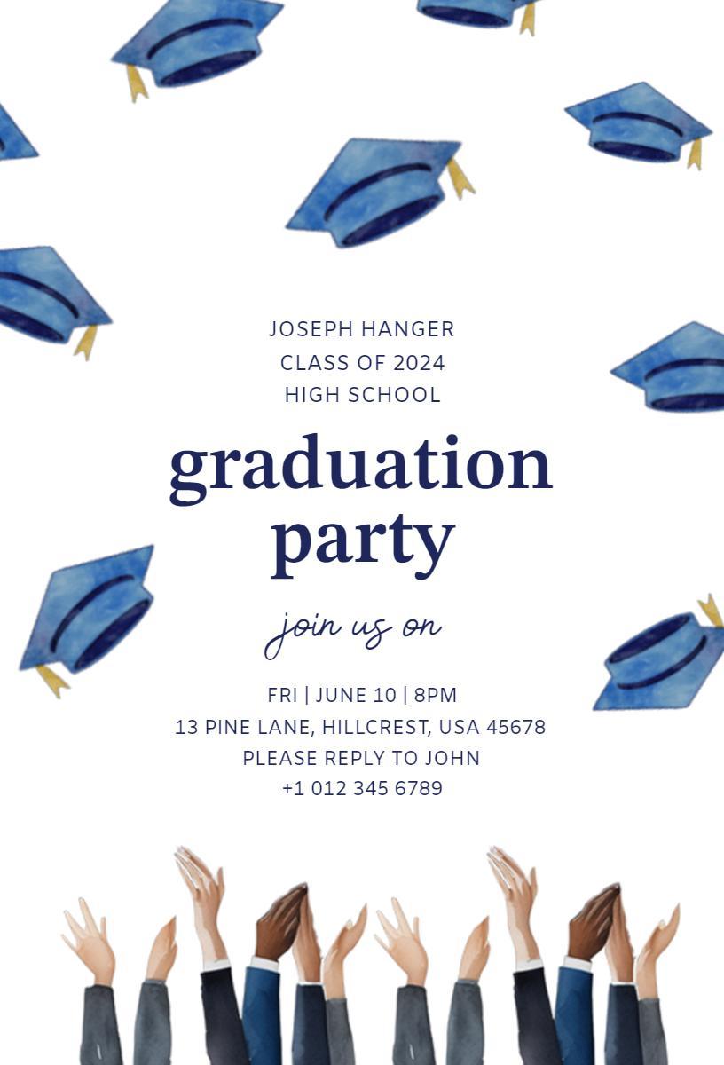 Elegant Class of 2024 High School Graduation Invitation Template