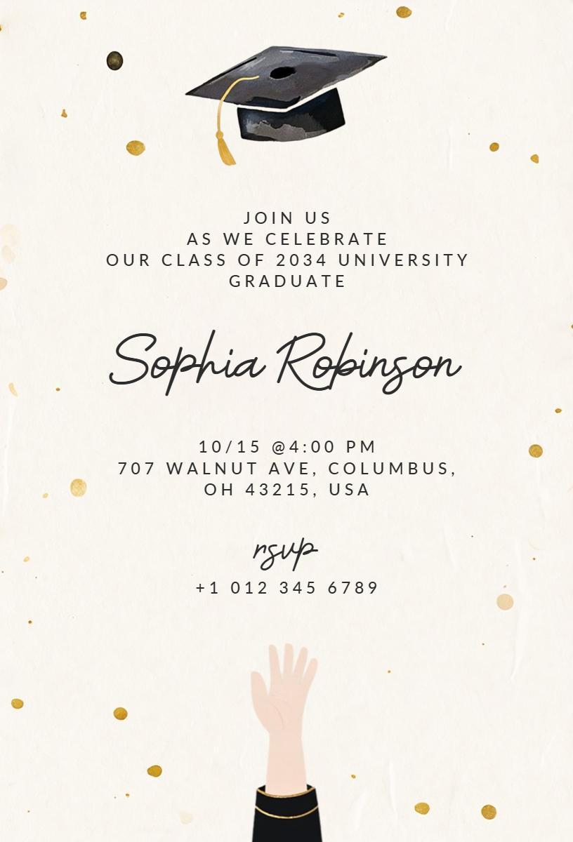 Elegant Class of 2034 Graduation Ceremony Invitation Template