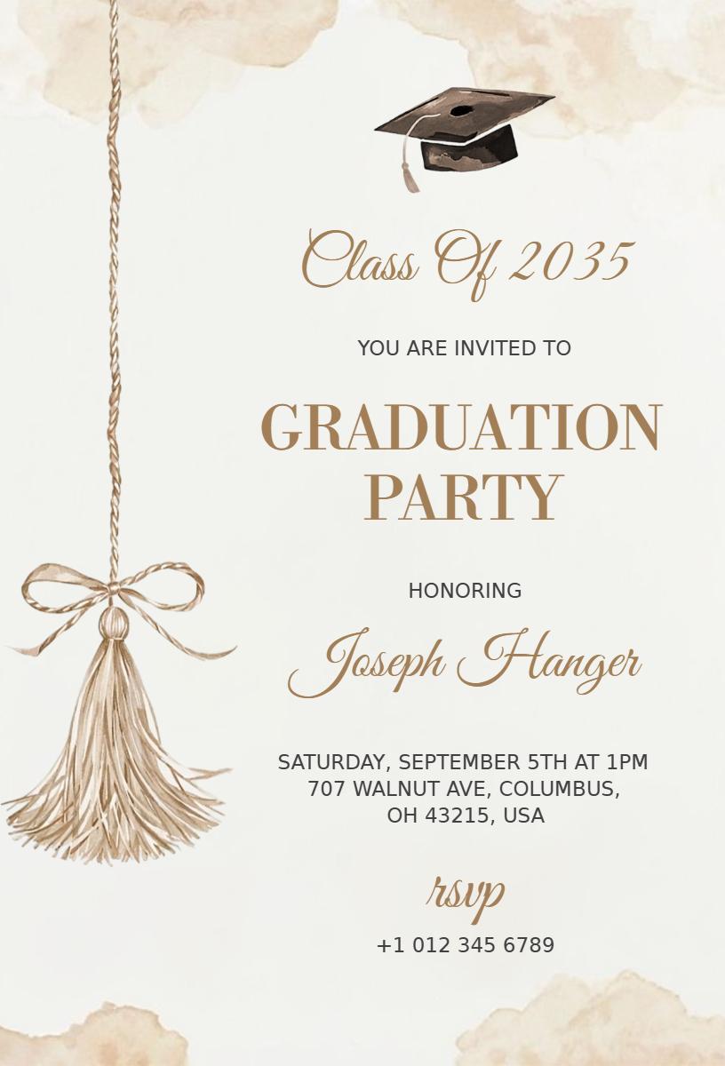 Elegant Class of 2035 Graduation Party Invitation Template