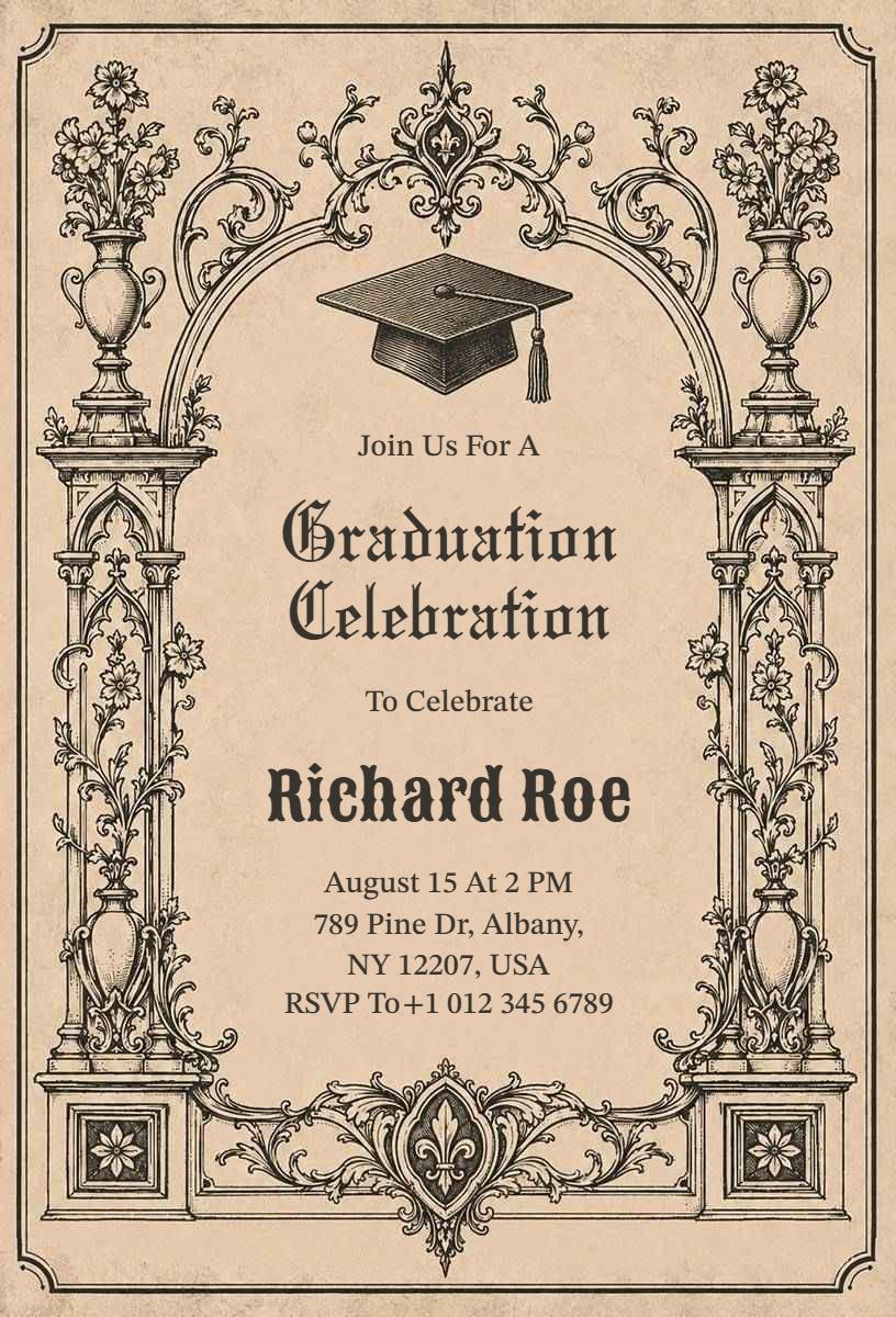 Elegant Classic Western Graduation Celebration Invitation Template