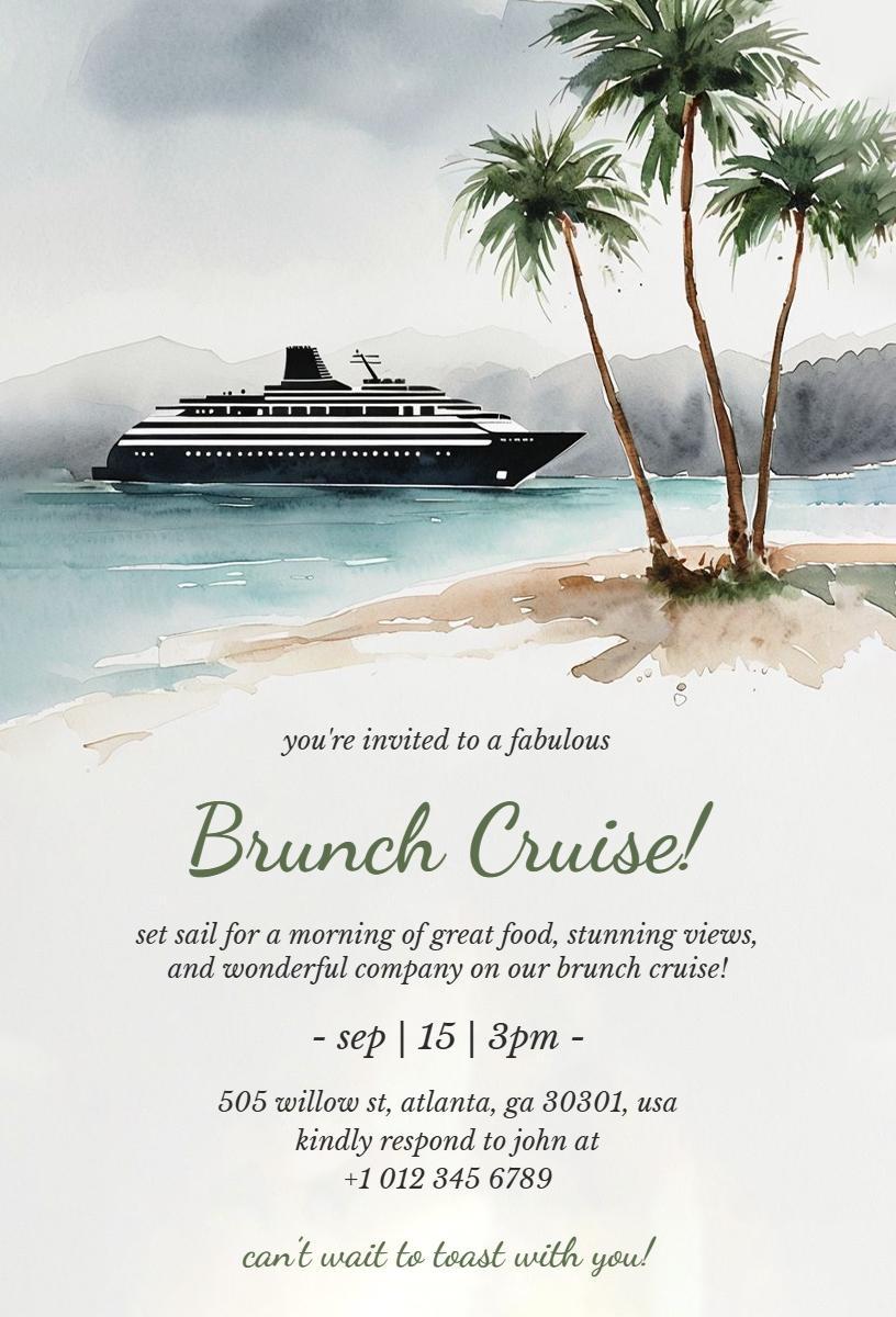 Elegant Coastal Brunch Cruise Gathering Invitation Template