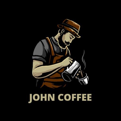 Elegant Coffee Character Preparing Delicious Beverages Logo Template
