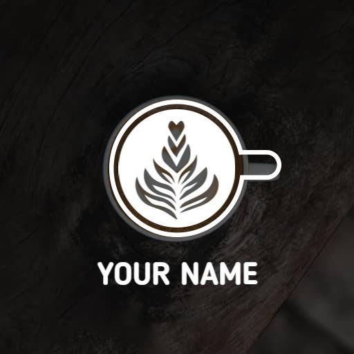 Elegant Coffee Cup Design Featuring Leafy Patterns Logo Template