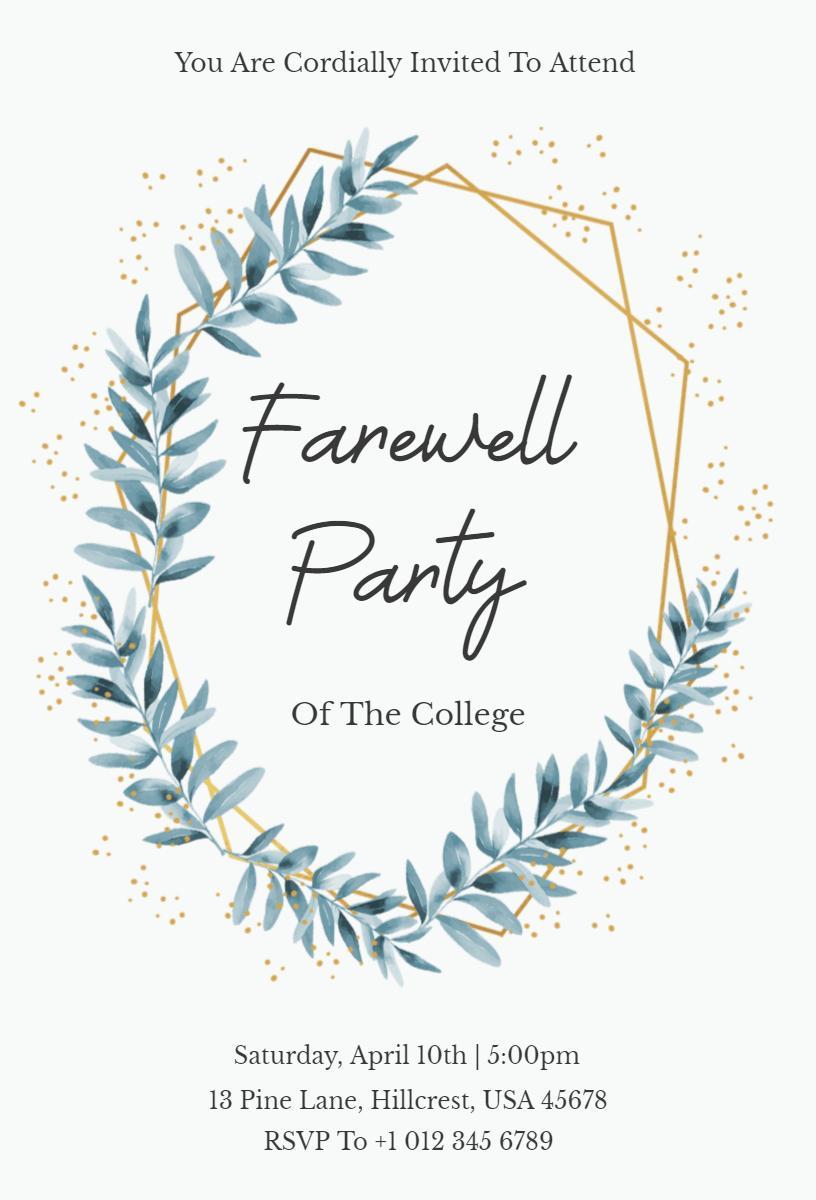 Elegant College Farewell Party Celebration Invitation Template