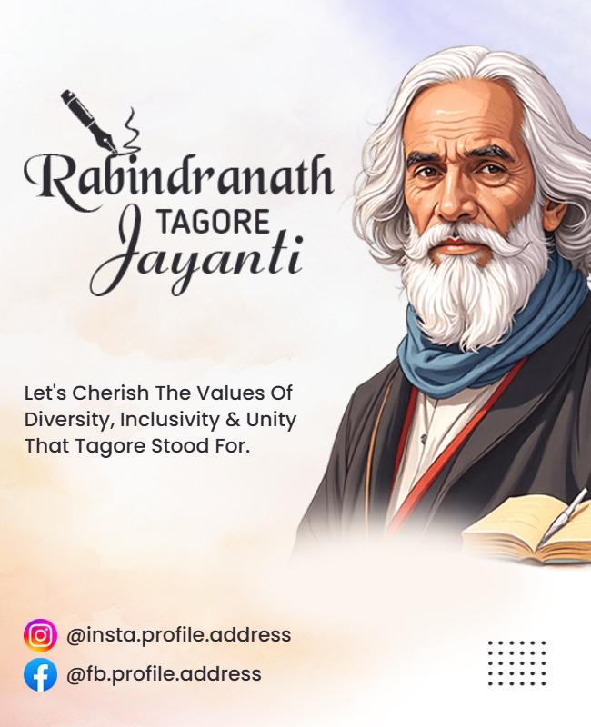 Elegant Commemorative Rabindranath Tagore Jayanti Poster Template