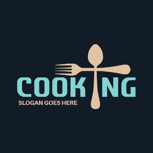 Elegant Cooking Utensils Design on Dark Background Logo Template