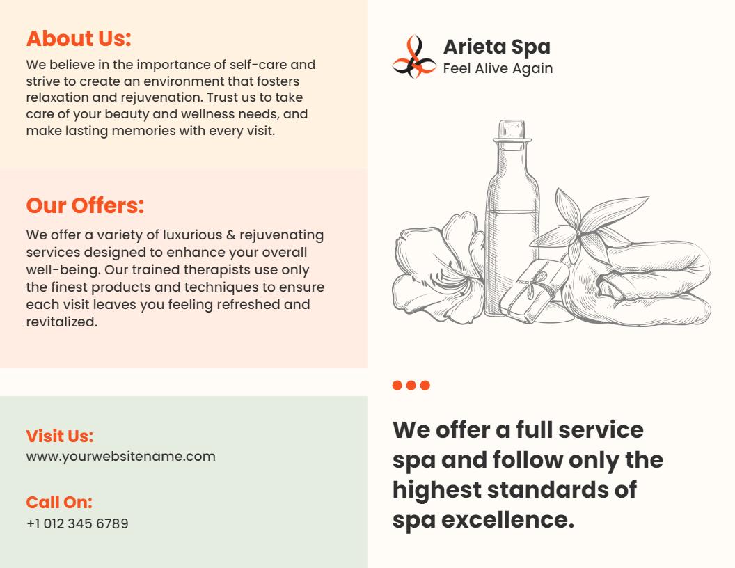 Elegant Coral Spa Services and Rejuvenation Brochure Template