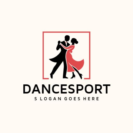 Elegant Couple Dancing in Red Highlights for Dancesport Logo Template