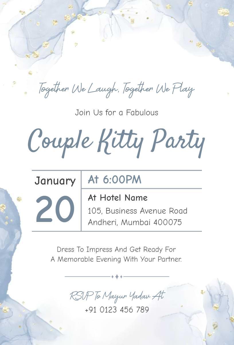 Elegant Couple Kitty Party Celebration Invitation Template