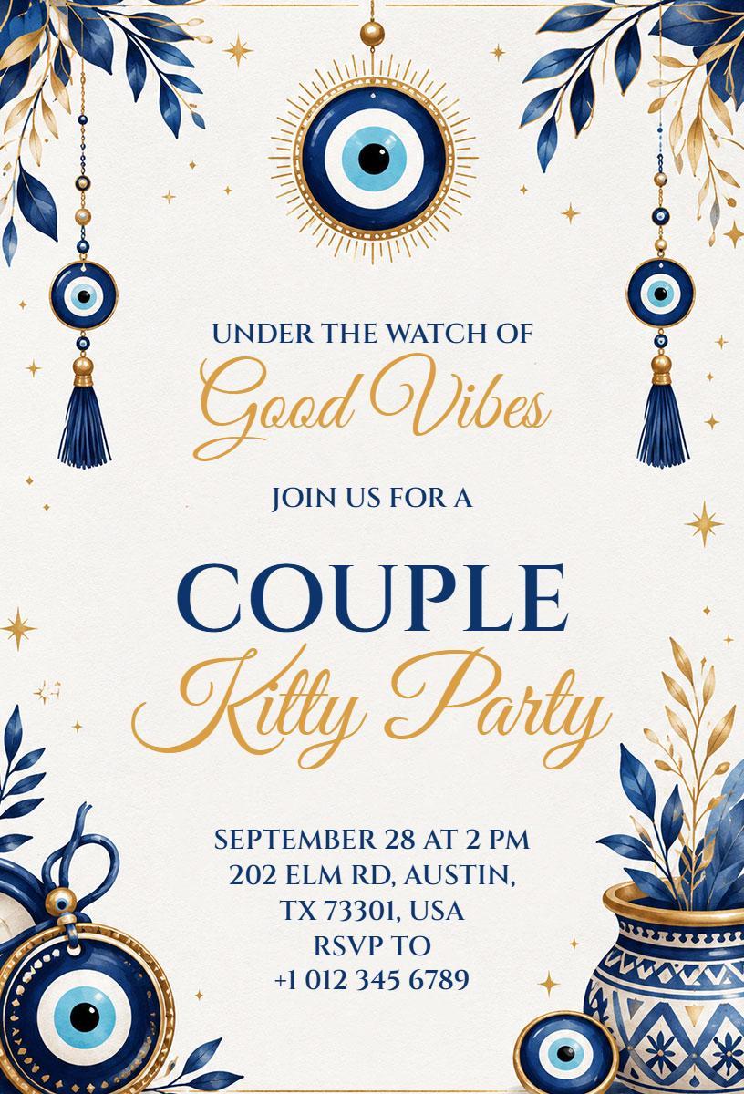 Elegant Couple Themed Kitty Party Invitation Template