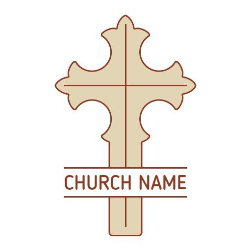 Elegant Cream Cross Design Symbolizing Faith and Community Logo Template