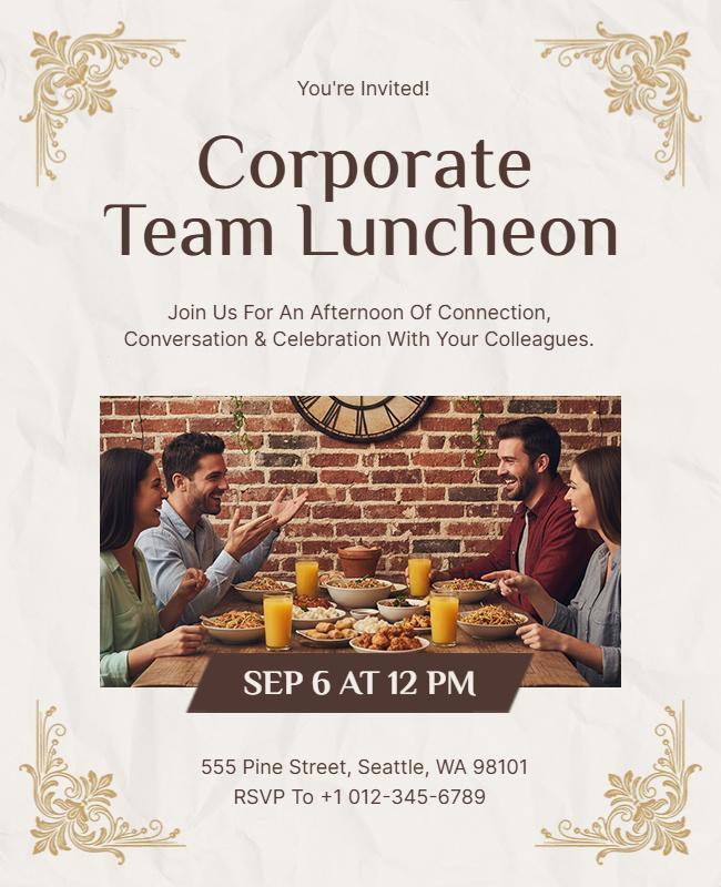 Elegant Cream Social Gathering Luncheon Invitation Flyer Template