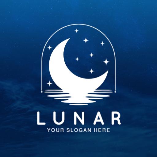 Elegant Crescent Moon with Starry Sky for Lunar Logo Template