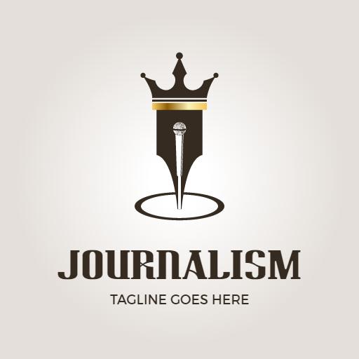 Elegant Crown and Pen Symbolizing Powerful Journalism Logo Template