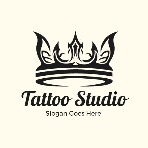 Elegant Crown Design Symbolizing Authority in Tattoo Studio Logo Template