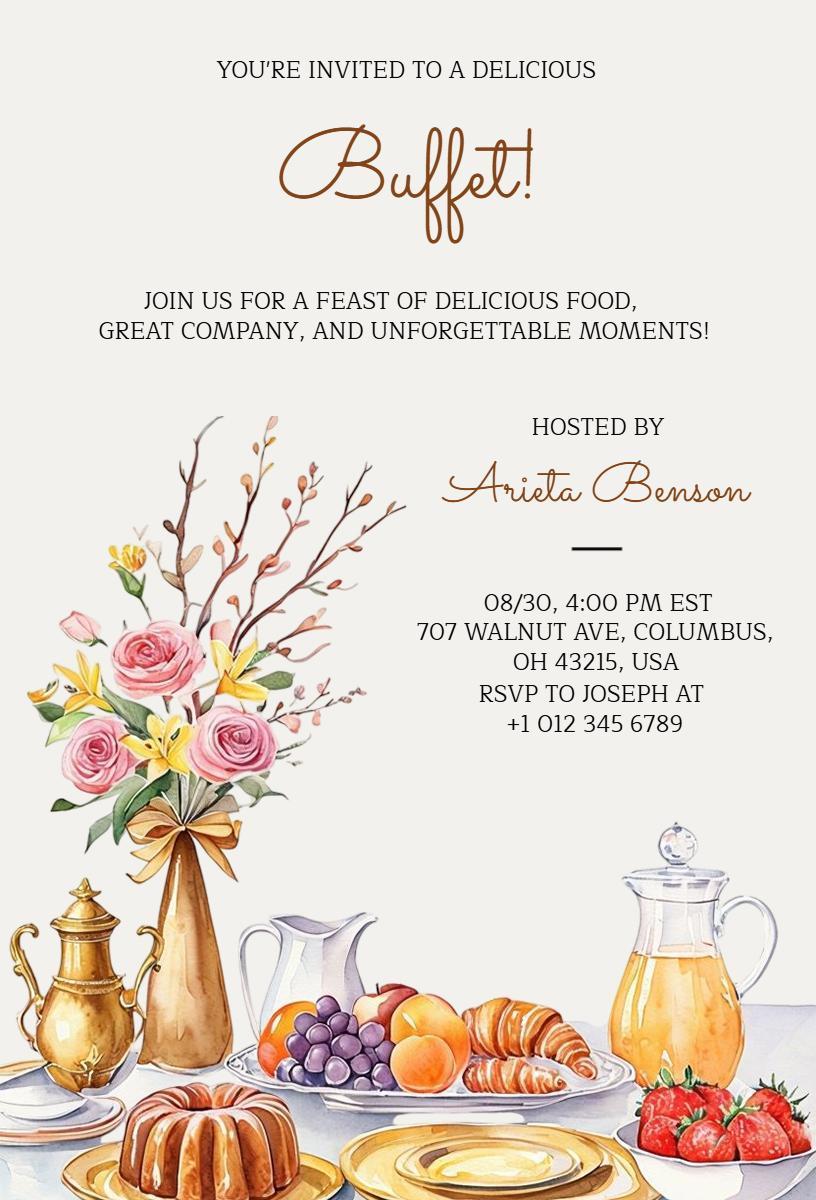 Elegant Culinary Buffet Feast Gathering Invitation Template