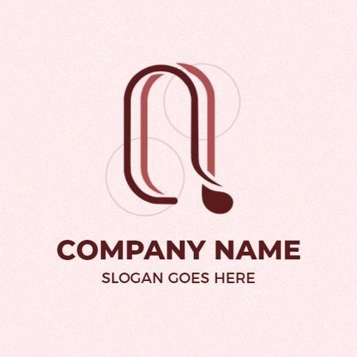 Elegant Curved Q Letter Design with Soft Pink Background Logo Template