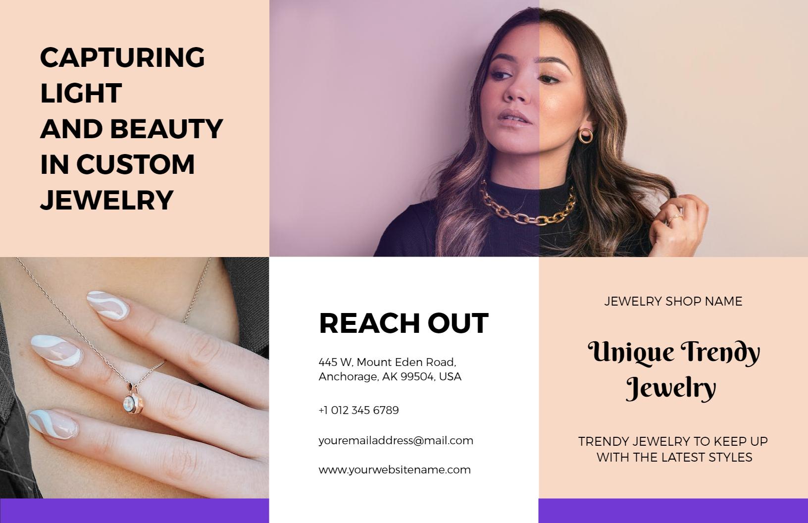 Elegant Custom Jewelry Collection and Styles Brochure Template