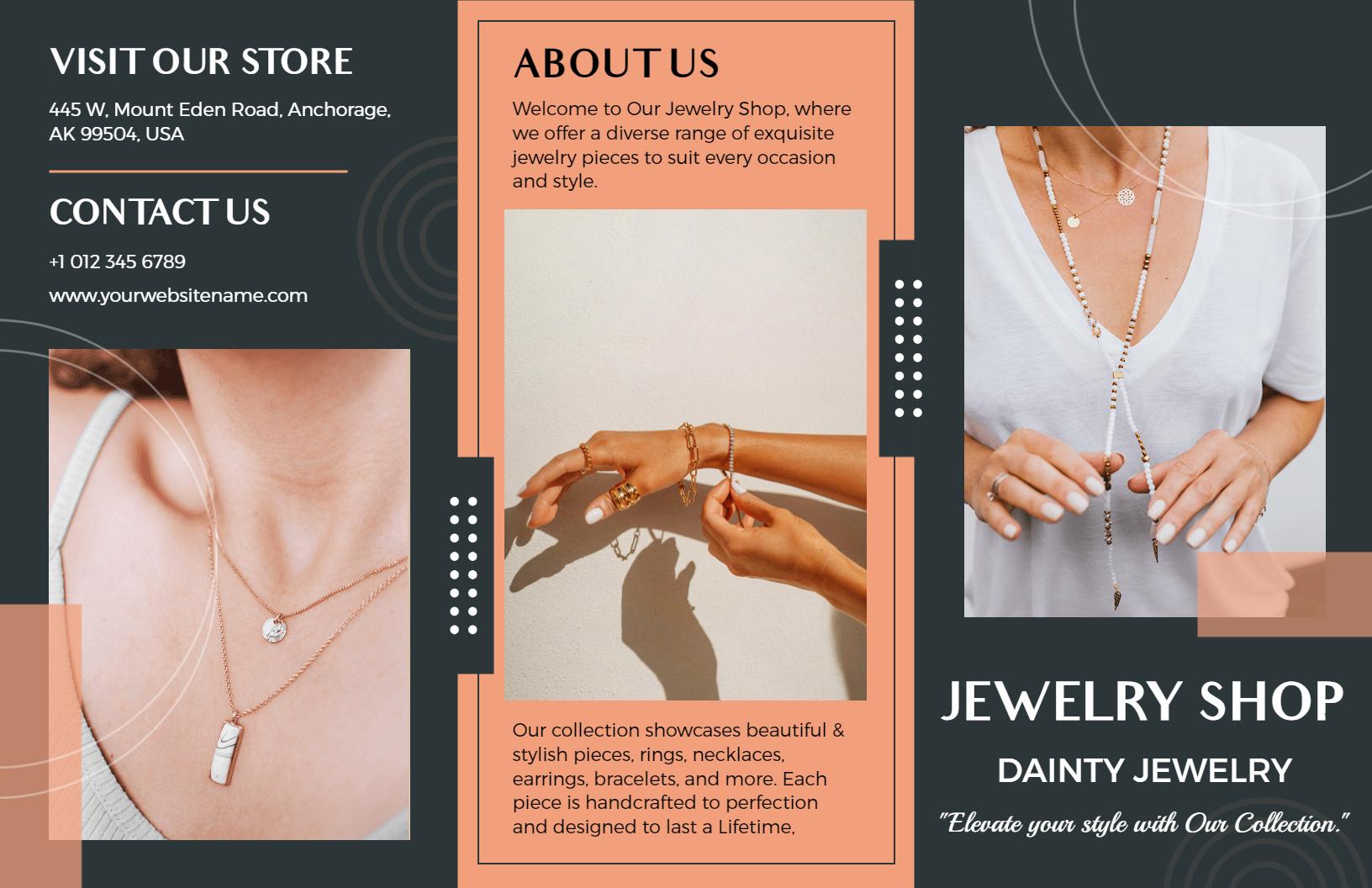 Elegant Dainty Jewelry Collection and Custom Design Brochure Template