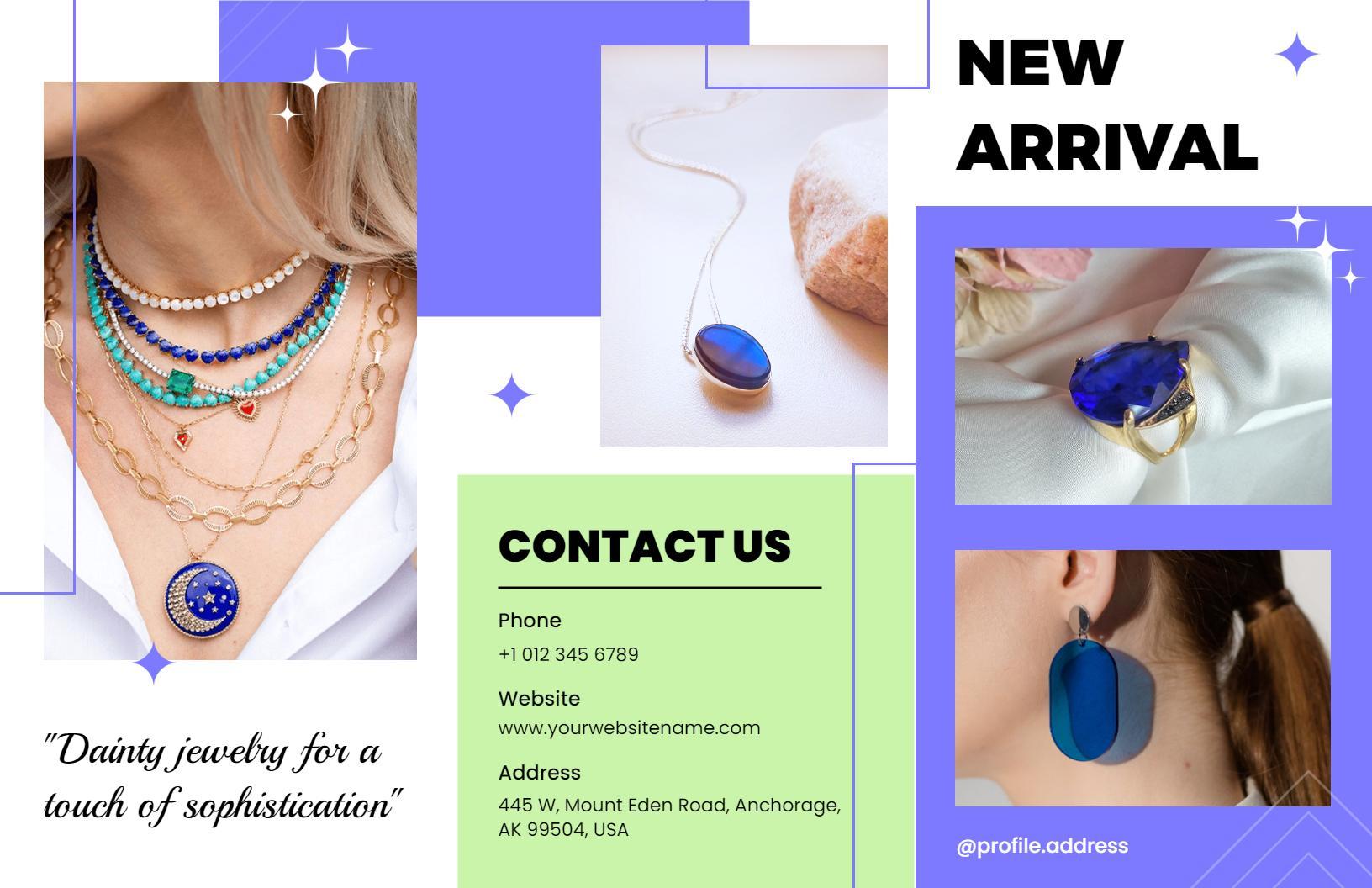 Elegant Dainty Jewelry Collection and Discount Brochure Template