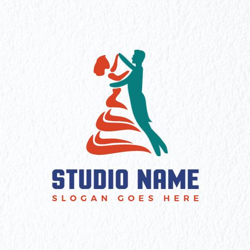 Elegant Dance Couple Silhouette Embracing Passionate Moves Logo Template