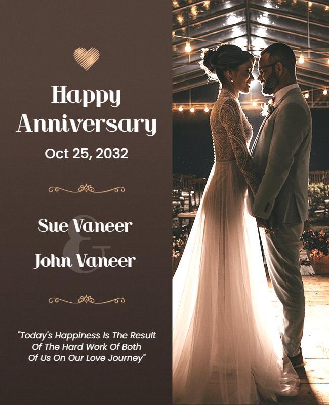 Elegant Dark Anniversary Celebration with Romantic Couple Poster Template