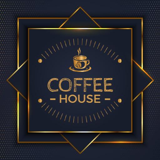 Elegant Dark Blue and Gold Coffee House Logo Template