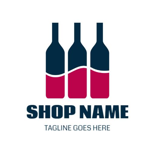 Elegant Dark Blue and Pink Wine Bar Logo Design Concept Logo Template