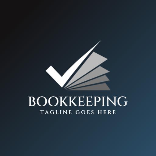Elegant Dark Blue and Silver Bookkeeping with Checkmark Logo Template