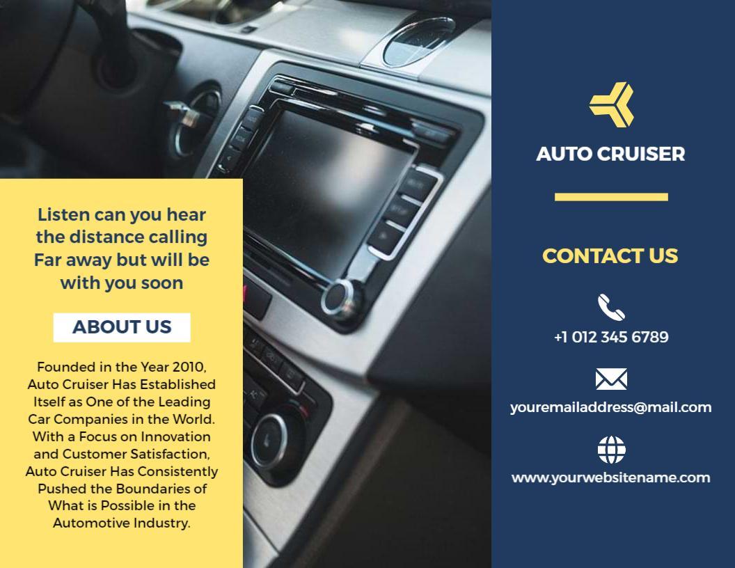 Elegant Dark Blue Automobile Company Services Brochure Template