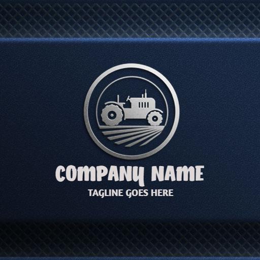 Elegant Dark Blue Tractor Design for Agricultural Mockup Logo Template