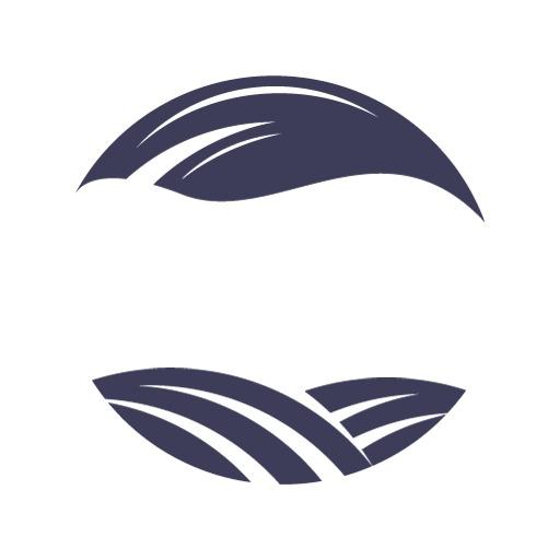 Elegant Dark Blue Wave Design in a Blank Circle Logo Template