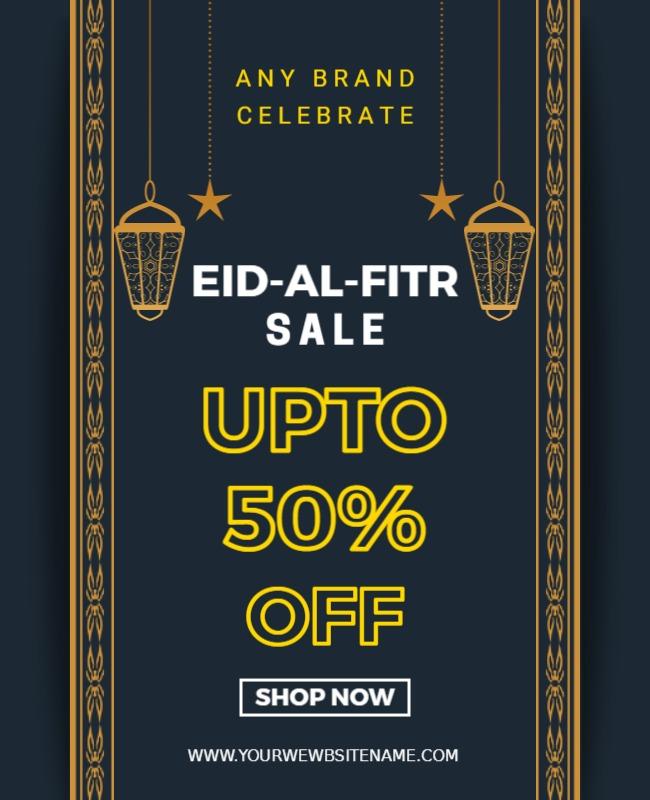 Elegant Dark Eid-Al-Fitr Sale Discount Poster Template