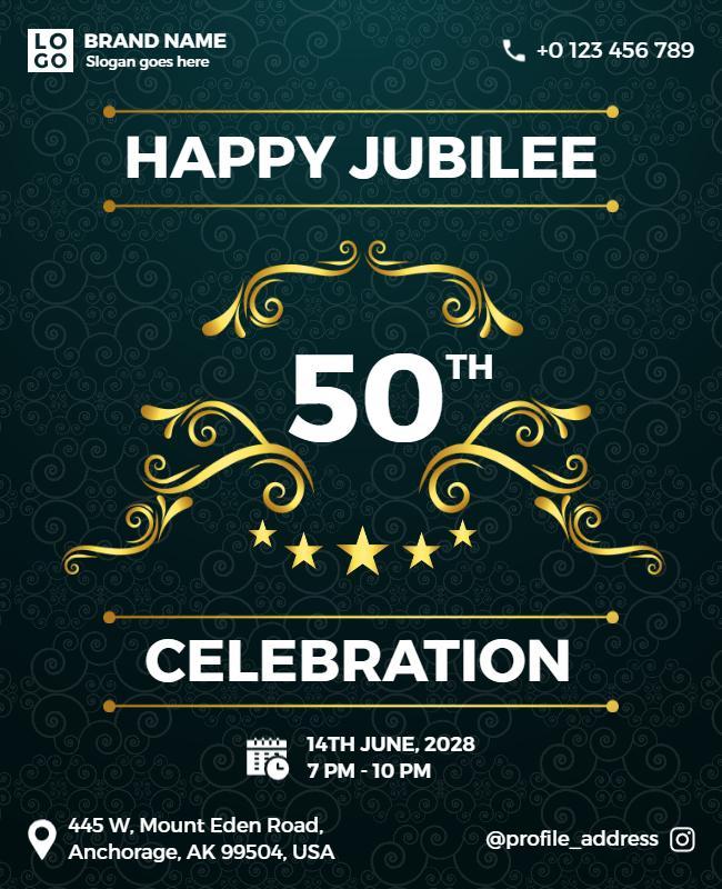 Elegant Dark Green 50th Jubilee Celebration Poster Template