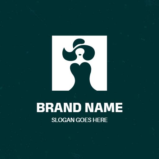 Elegant Dark Green Lady Silhouette Evoking Fashion Trends Logo Template