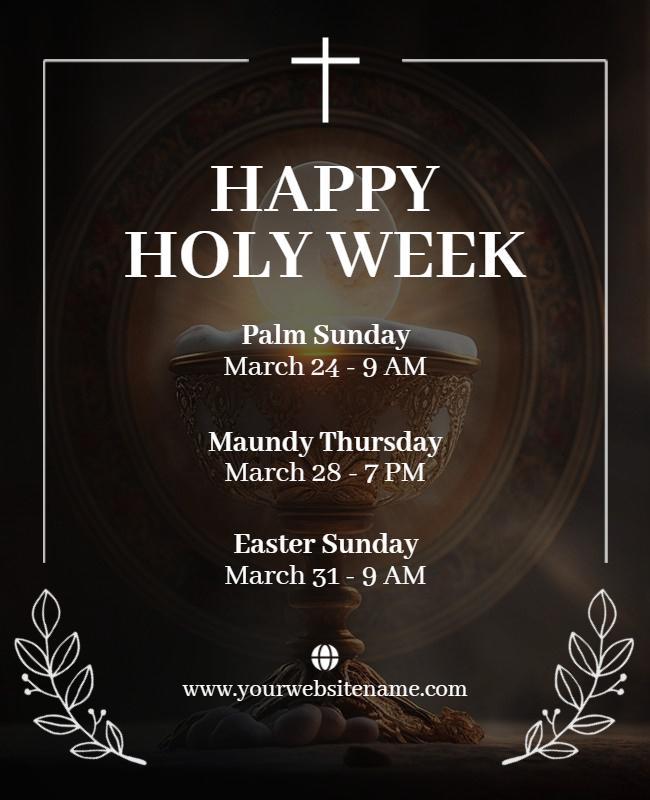 Elegant Dark Holy Week Church Service Announcement Poster Template